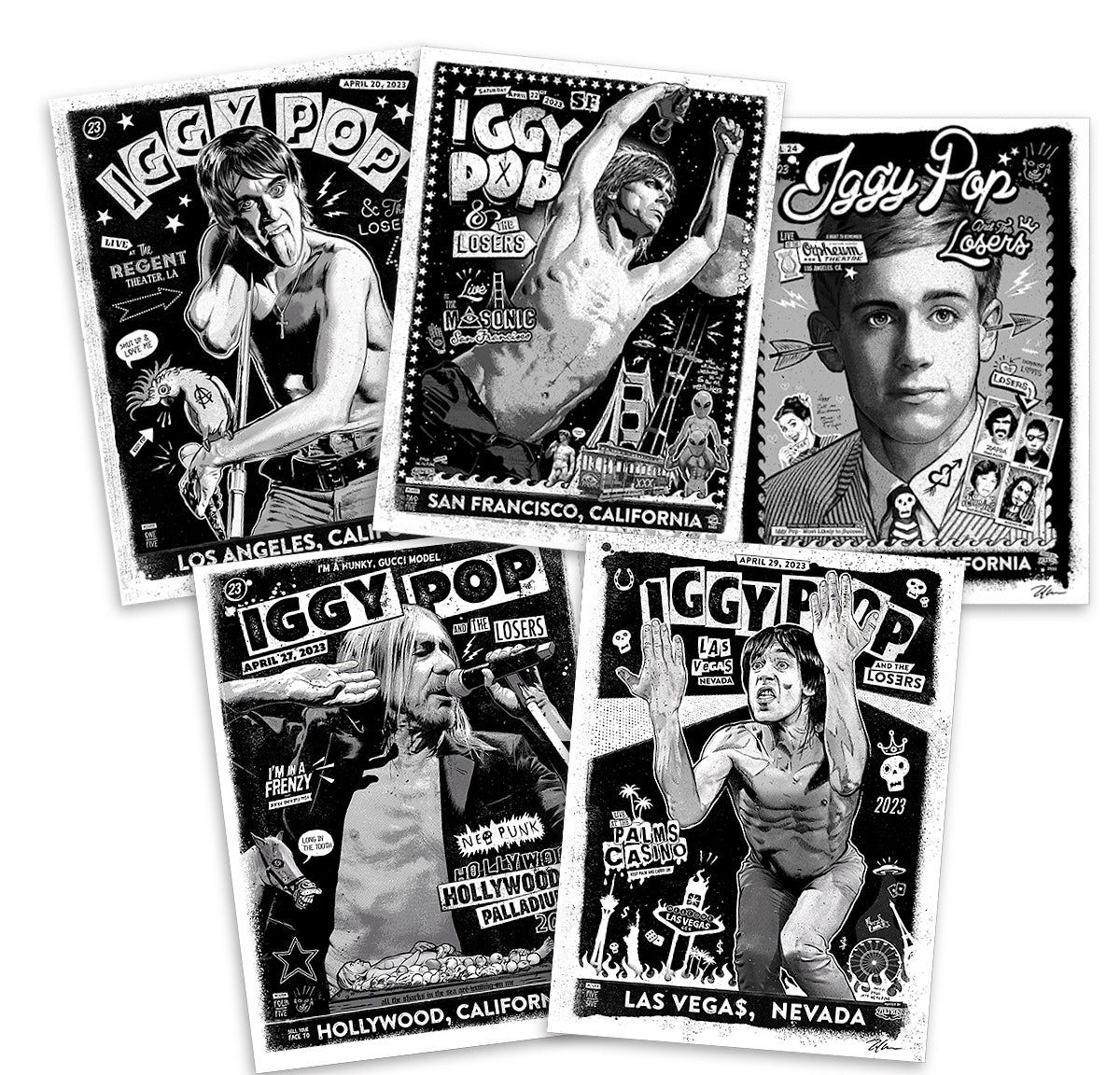 (Set of 5) Iggy Pop Tour Posters 2023 zzzoltron